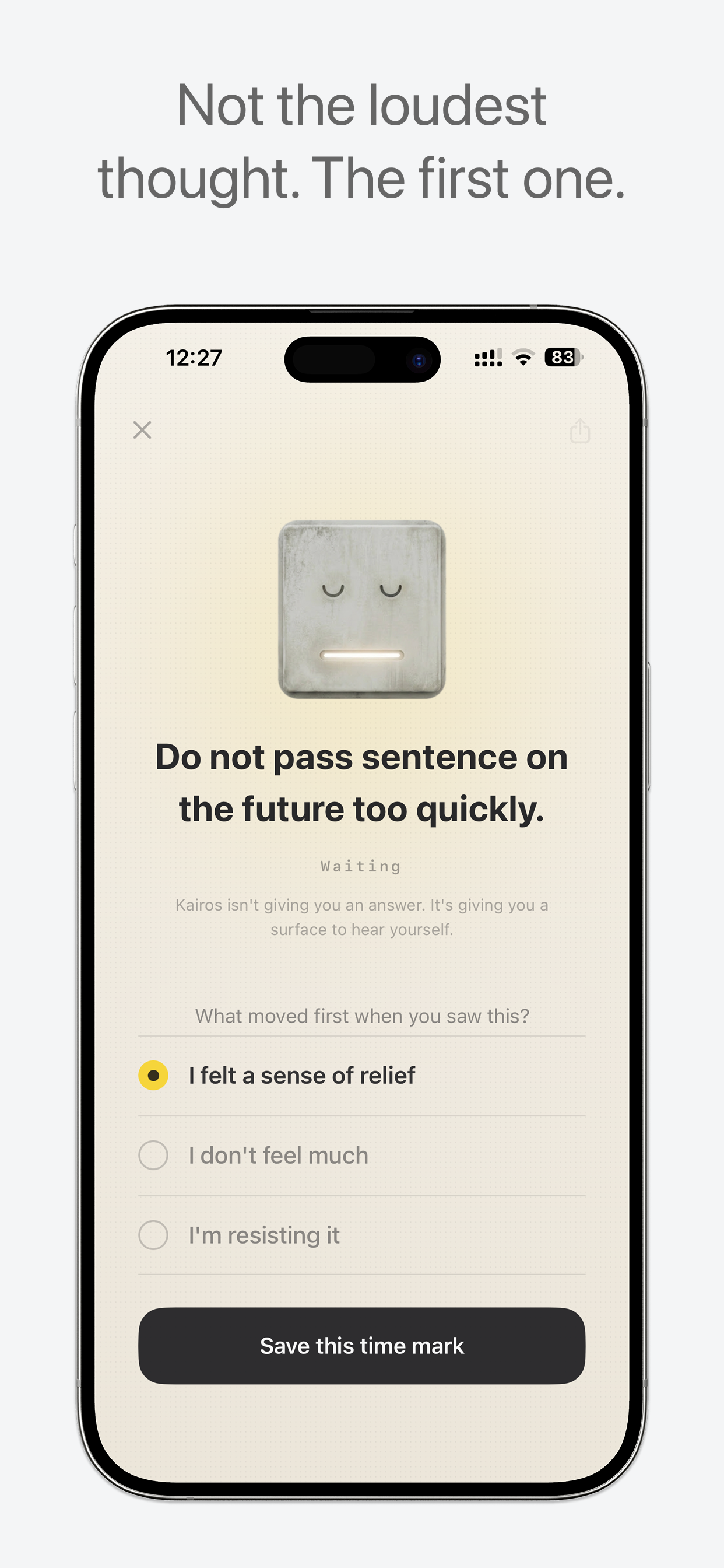 MindHint hint and first reaction screen